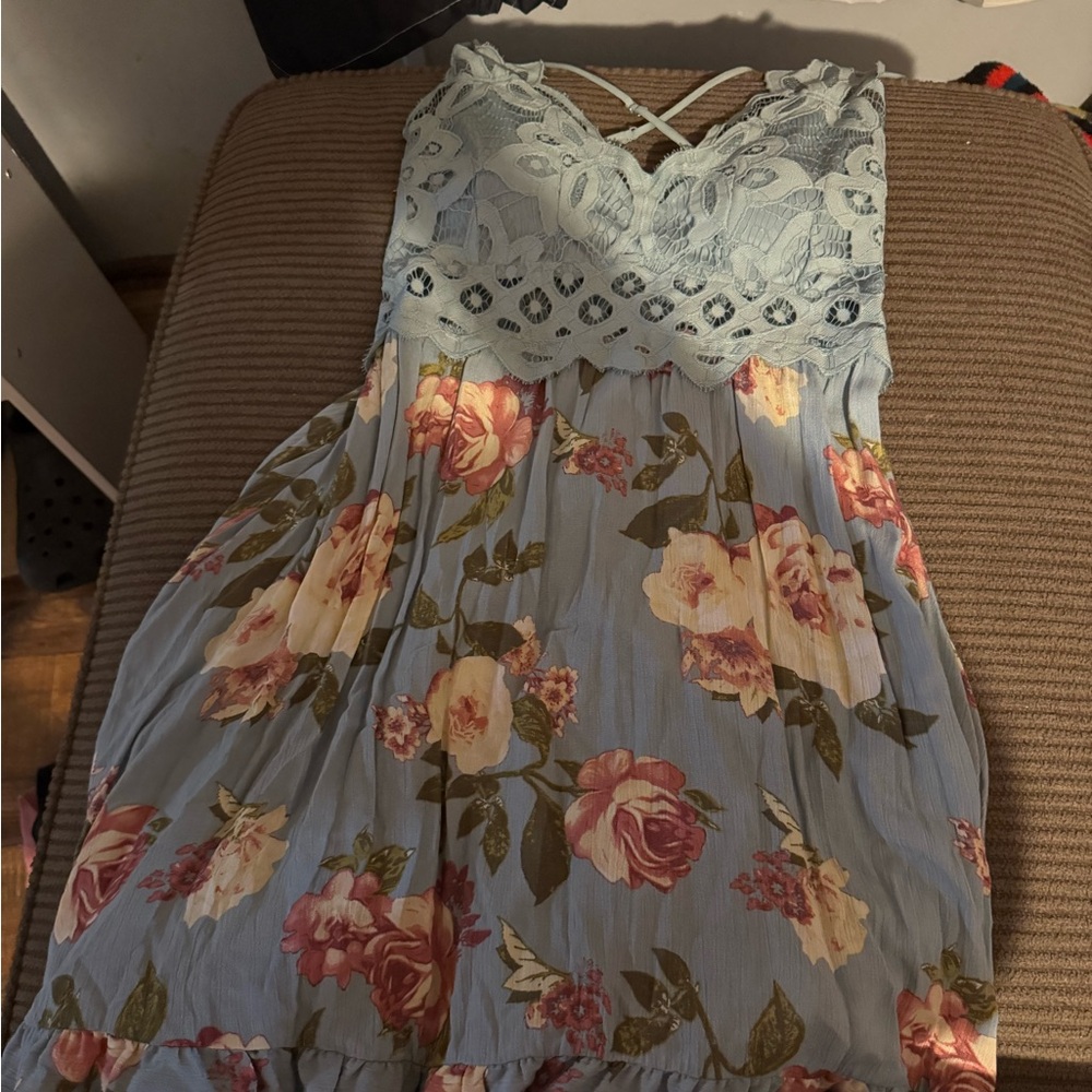 Rue21 Blue Floral Lace Mini Dress